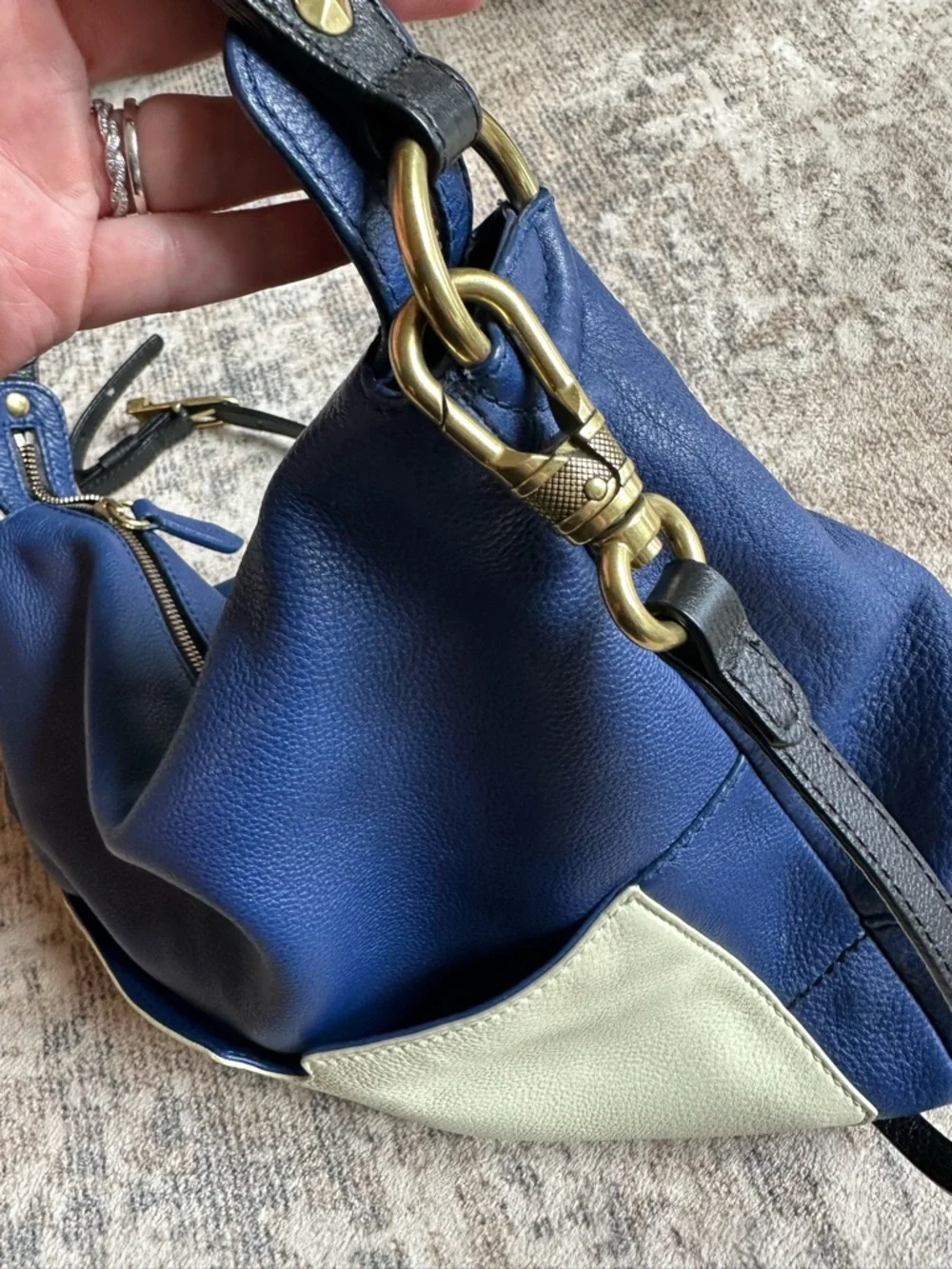orYANY Royal Blue Pebbled Leather Slouchy Hobo Bag Crossbody